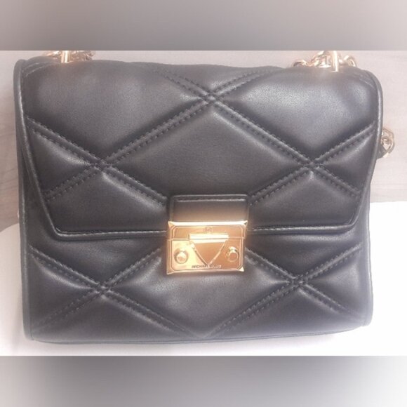 Michael Kors Black Serena Quilted Chain Shoulder Bag - Picture 8 of 16